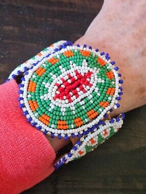 Native American Handmade Seed Bead Cuff Bracelet